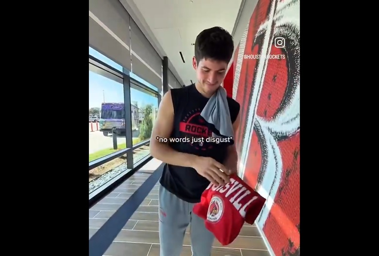 Houston Rockets Give Reed Sheppard Louisville Shirt for Christmas