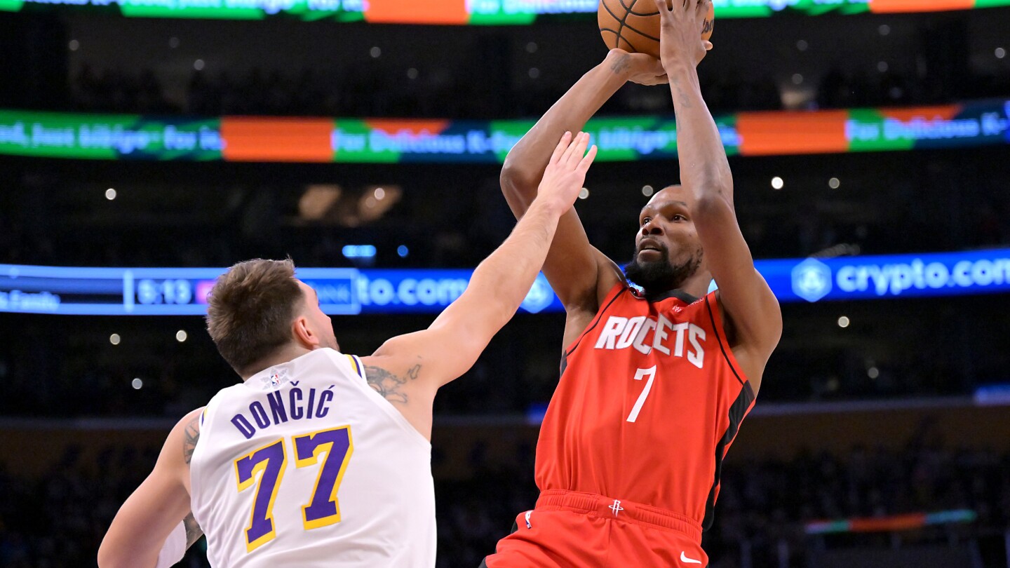 Amen Thompson and Kevin Durant lead Rockets to victory over LeBron James' Lakers