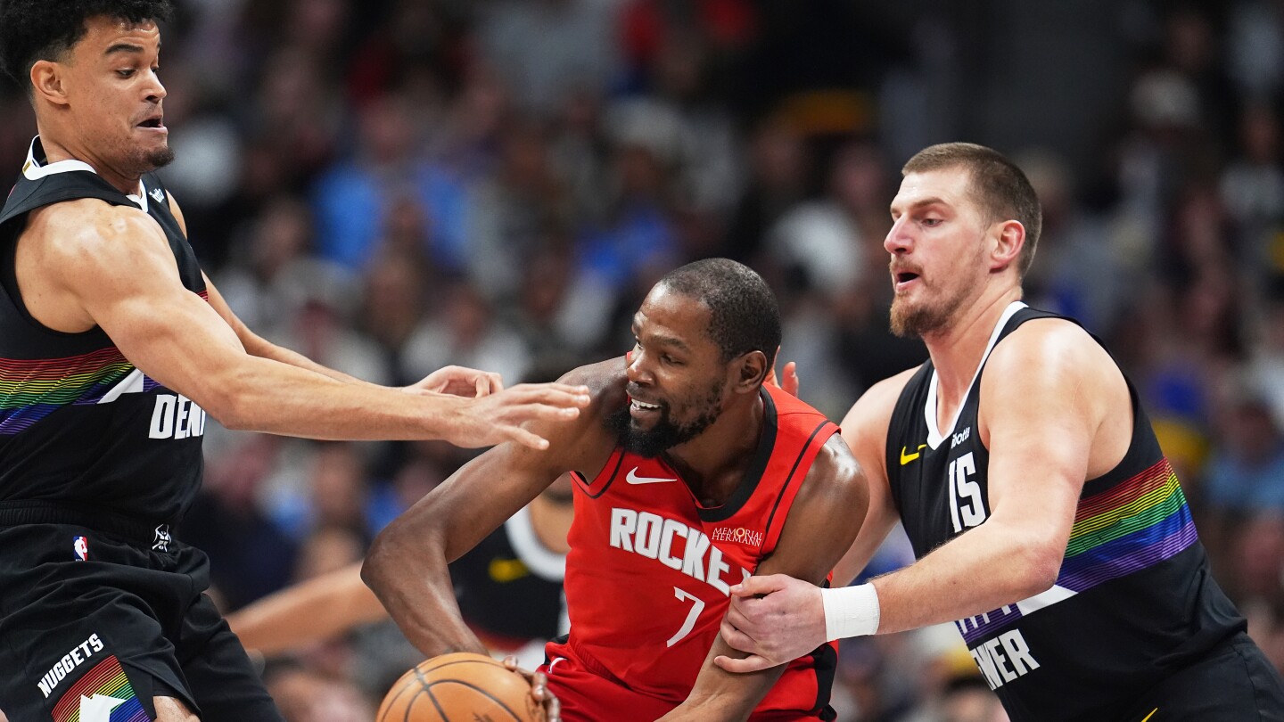 Durant scores 31, Sheppard has 28 as Rockets end Nuggets' 6-game win streak, 115-101