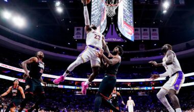 The King is back as Lakers hold off the 76ers