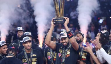 Knicks celebrate their NBA Cup title, even though they aren't commemorating it with a banner