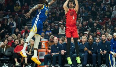 Grant and Sharpe each score 35 points to help the Blazers beat the Warriors 136-131