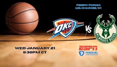 OKC Thunder vs. Milwaukee Bucks WED 01/21/26