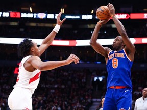 OG Anunoby of the New York Knicks takes a shot