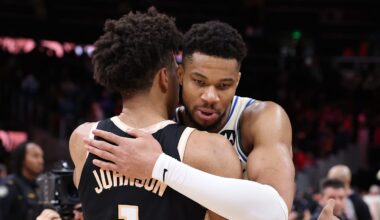 Giannis Antetokounmpo and Jalen Johnson speak following their most recent matchup.