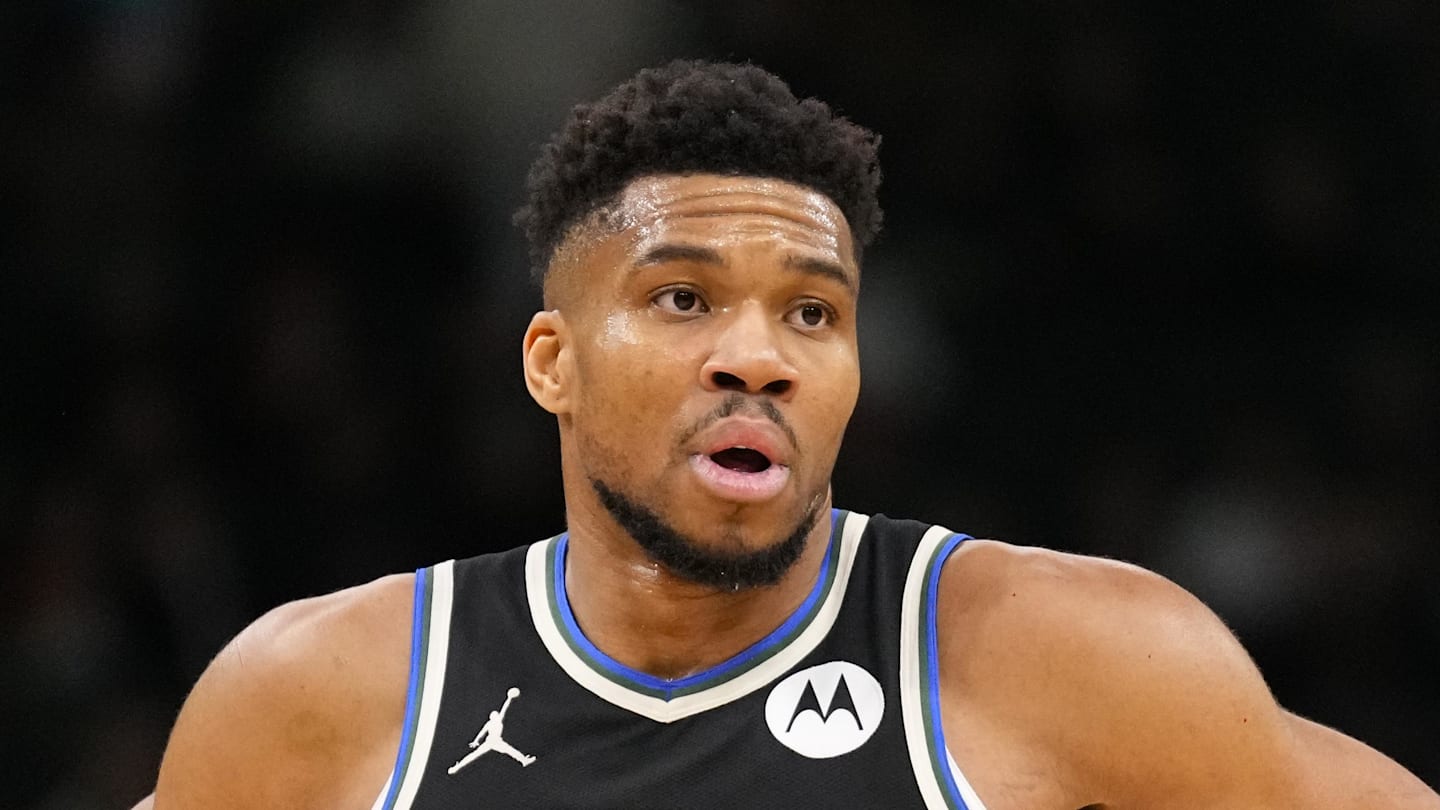 Jan 23, 2026; Milwaukee, Wisconsin, USA;  Milwaukee Bucks forward Giannis Antetokounmpo (34) looks on during the second quarter against the Denver Nuggets at Fiserv Forum. Mandatory Credit: Jeff Hanisch-Imagn Images