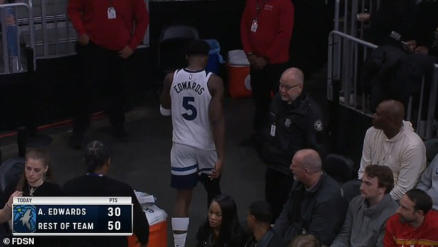 Edwards had scored 30 of the team's 80 points before making an early break for the exit