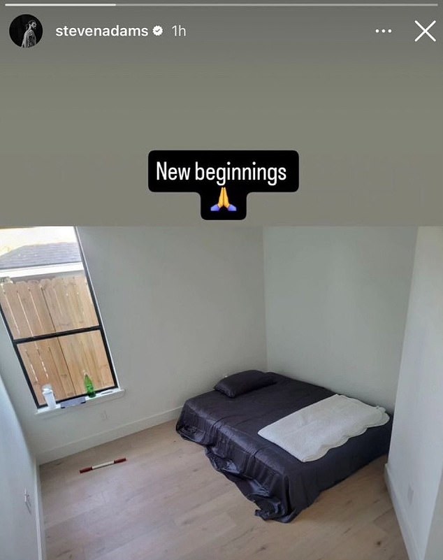 At the onset of his stint with the Rockets in 2024, Adams shared a photo of an even smaller room with nothing but a single mattress on the floor. His caption: 'New beginnings'