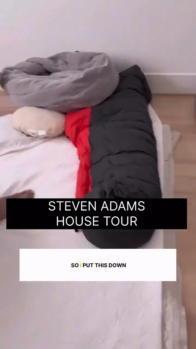Adams' sleeping bag sits atop a thin pad that could be generously described as a mattress