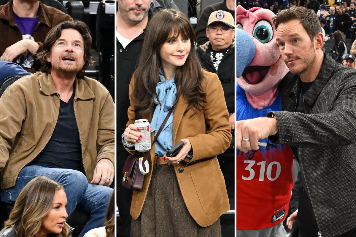 Chris Pratt, Jason Bateman, Zooey Deschanel watch Lakers vs. Clippers