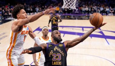 LeBron barely misses triple-double, Luka adds 27 in Lakers' skid-snapping 141-116 win over Hawks