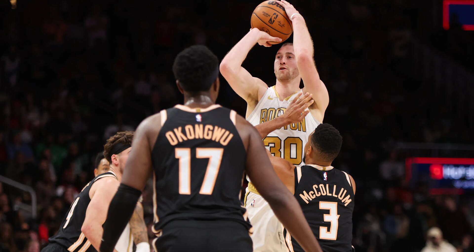 Celtics blowout Hawks with big games from Sam Hauser, Jaylen Brown (PHOTOS)