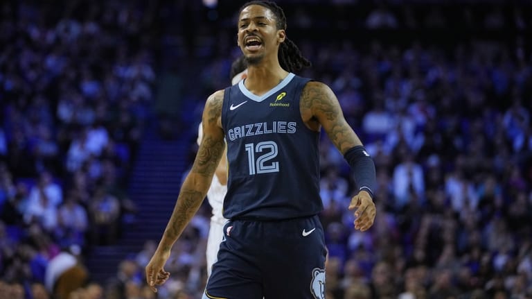 Memphis Grizzlies guard Ja Morant (12) reacts during the first...
