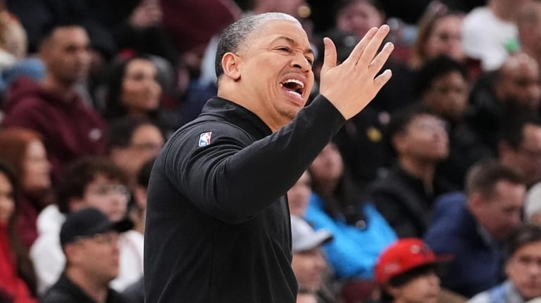 LA Clippers head coach Tyronn Lue reacts to a call...