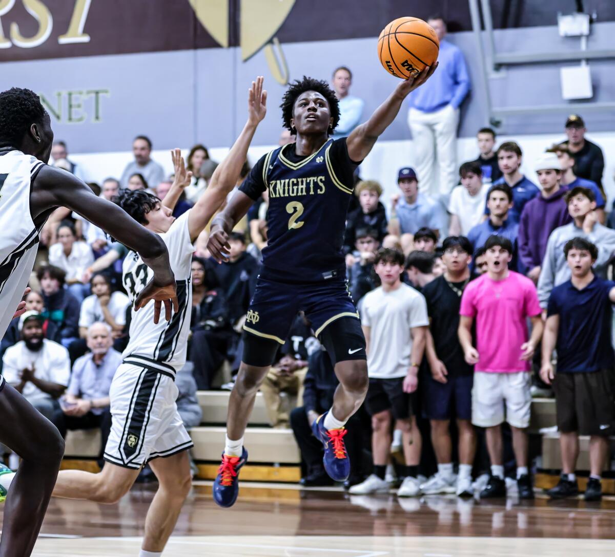 NaVorro Bowman of Sherman Oaks Notre Dame goes up for shot against St. Francis.