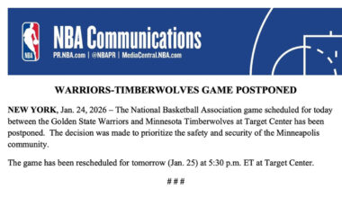 Warriors vs. Minnesota Timberwolves game on ABC7 postponed following deadly Minneapolis shooting involving federal agents