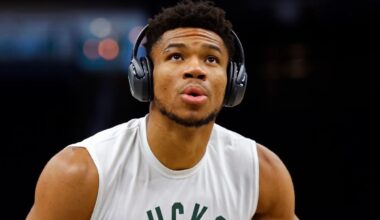 Giannis Antetokounmpo wearing headphones