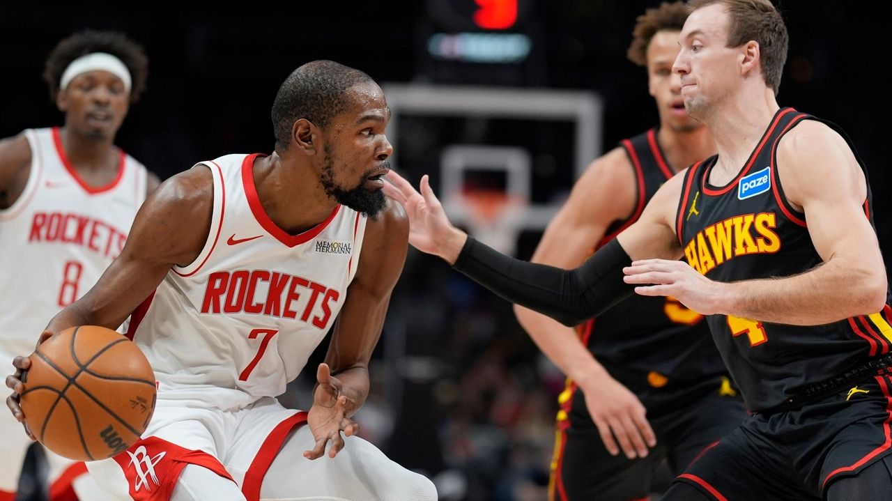 Durant scores 31 points as Rockets dominate second half and roll past short-handed Hawks 104-86