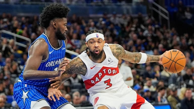 Toronto Raptors forward Brandon Ingram (3) makes a move against...