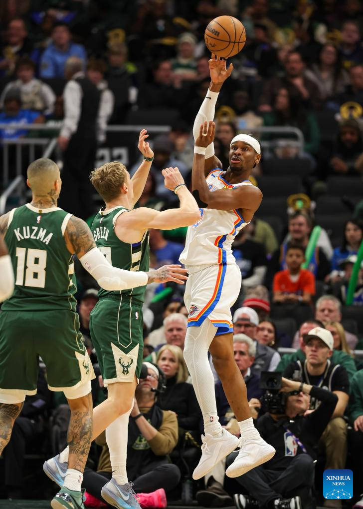 Milwaukee Bucks vs. Oklahoma City Thunder-Xinhua