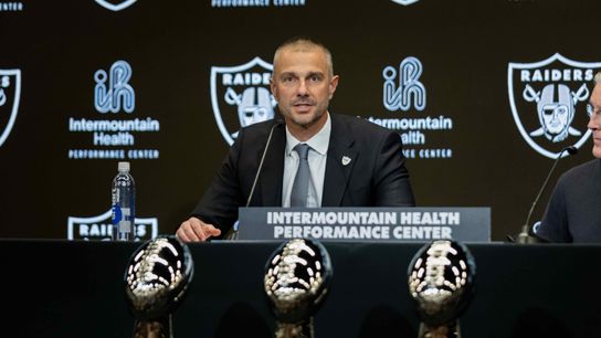 Las Vegas Raiders newly hired General Manager John Spytek speaks to the media during a press conference, Monday January 27, 2025 in Henderson, Nev. 