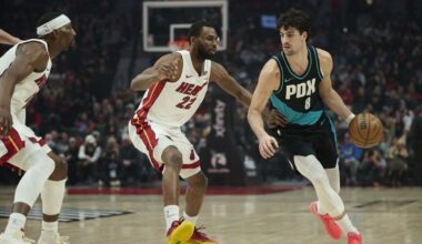 Trail Blazers F Deni Avdija (back) ruled out vs. Heat