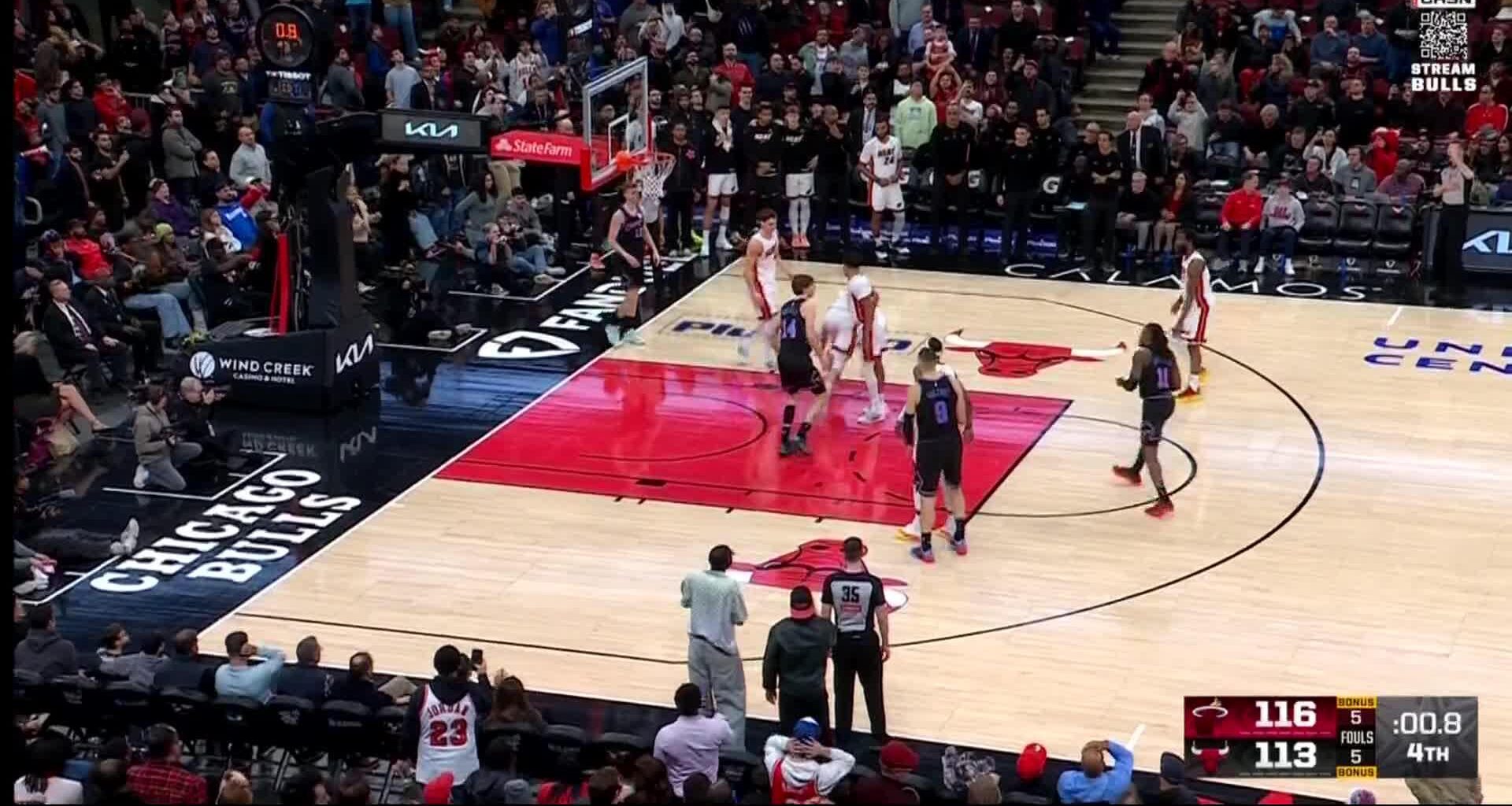 Powell scores 21 points and Heat outlast Bulls for 116-113 win