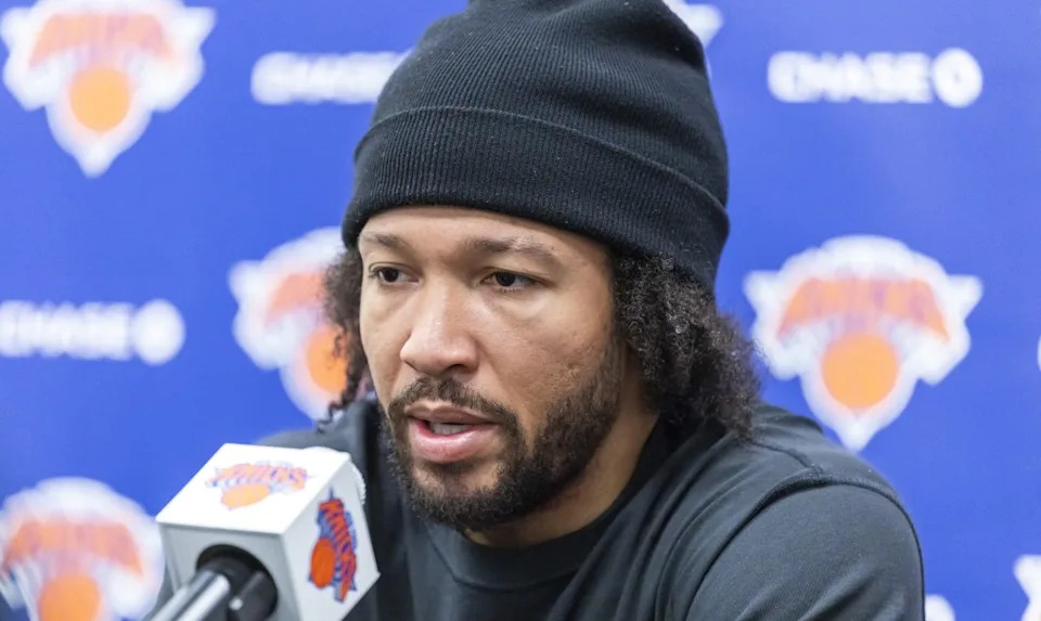 Knicks star Jalen Brunson talks with the media on Jan. 6, 2026. Corey Sipkin / New York Post