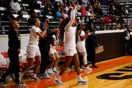 Lancaster players react to winning against Cedar Hill during the second half of a high...
