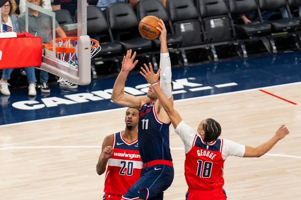 Los Angeles Clippers forward Brook Lopez (11) finishes the dunk during an NBA basketball game against the Memphis Grizzlies, Monday December 15th, 2025 in Los Angeles, California.