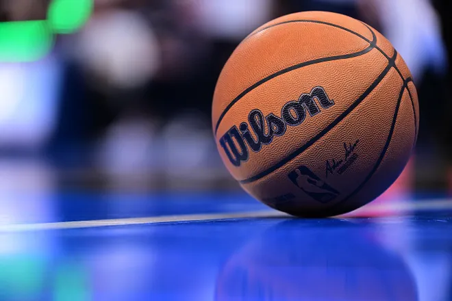 OKLAHOMA CITY, OKLAHOMA - NOVEMBER 14: A Wilson basketball on the floor between game action during the second half of an NBA In-Season Tournament game between the Oklahoma City Thunder and San Antonio Spurs at Paycom Center on November 14, 2023 in Oklahoma City, Oklahoma. NOTE TO USER: User expressly acknowledges and agrees that, by downloading and or using this photograph, User is consenting to the terms and conditions of the Getty Images License Agreement. (Photo by Joshua Gateley/Getty Images)