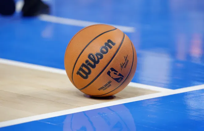 Nov 2, 2025; Oklahoma City, Oklahoma, USA; An official Wilson basketball during the second half of a game between the New Orleans Pelicans and Oklahoma City Thunder at Paycom Center. Mandatory Credit: Alonzo Adams-Imagn Images