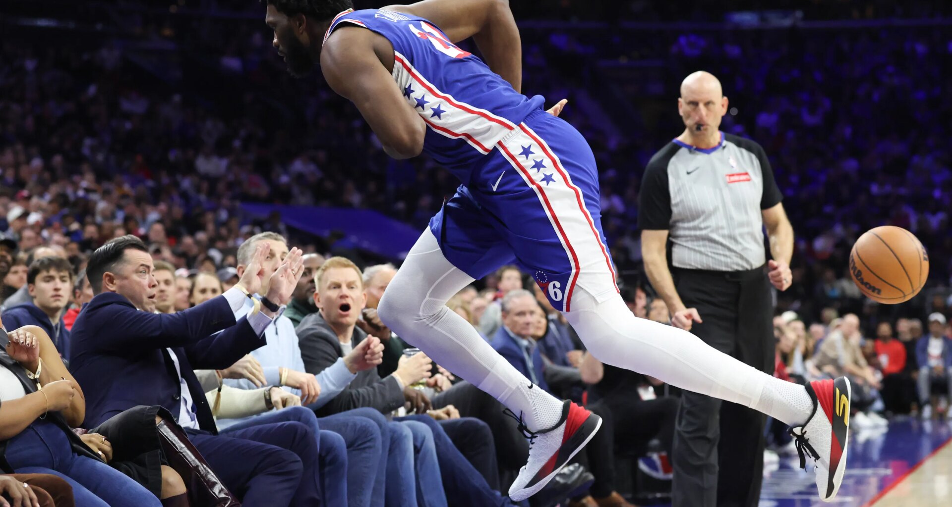 Joel Embiid talks diving into crowd, health after Sixers fall to Cavs