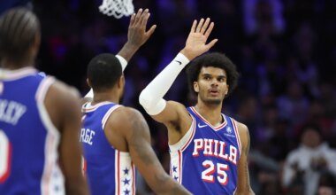 Big man Dominick Barlow reacts to coming off the bench now for Sixers