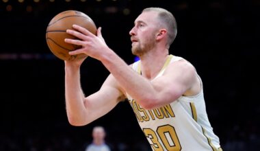 Sam Hauser is best known for his ability to hit 3-pointers at a more than a 40-percent clip, but he also can throw a good deep ball.