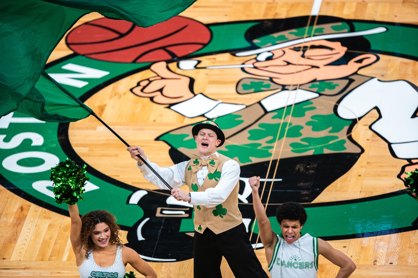 Celtics mascot Lucky the Leprechaun has had plenty to cheer this season.