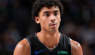 DALLAS, TX - NOVEMBER 16: Max Christie #00 of the Dallas Mavericks looks on during the game during the game against the Portland Trail Blazers on November 16, 2025 at American Airlines Center in Dallas, Texas. NOTE TO USER: User expressly acknowledges and agrees that, by downloading and or using this photograph, User is consenting to the terms and conditions of the Getty Images License Agreement. Mandatory Copyright Notice: Copyright 2025 NBAE (Photo by Glenn James/NBAE via Getty Images)