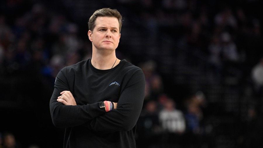 Head coach Will Hardy of the Utah Jazz looks on...