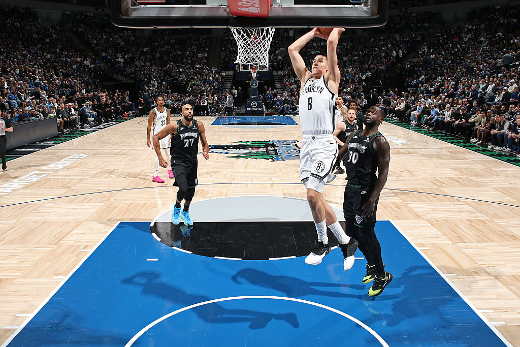 MINNEAPOLIS, MN - DECEMBER 27: Egor Demin #8 of the Brooklyn Nets dunks the ball during the game against the Minnesota Timberwolves on December 27, 2025 at Target Center in Minneapolis, Minnesota. NOTE TO USER: User expressly acknowledges and agrees that, by downloading and or using this Photograph, user is consenting to the terms and conditions of the Getty Images License Agreement. Mandatory Copyright Notice: Copyright 2025 NBAE (Photo by David Sherman/NBAE via Getty Images)