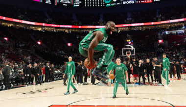 PORTLAND, OREGON - DECEMBER 28: Jaylen Brown #7 of the Boston Celtics warms up before their game against the Portland Trail Blazers at Moda Center on December 28, 2025 in Portland, Oregon. NOTE TO USER: User expressly acknowledges and agrees that, by downloading and or using this photograph, User is consenting to the terms and conditions of the Getty Images License Agreement. (Photo by Tom Hauck/Getty Images)