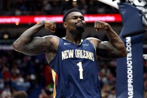 NEW ORLEANS, LOUISIANA - DECEMBER 27: Zion Williamson #1 of the New Orleans Pelicans reacts during the second half of the game against the Phoenix Suns at Smoothie King Center on December 27, 2025 in New Orleans, Louisiana. NOTE TO USER: User expressly acknowledges and agrees that, by downloading and or using this photograph, User is consenting to the terms and conditions of the Getty Images License Agreement. (Photo by Tyler Kaufman/Getty Images)