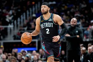 DETROIT, MICHIGAN - JANUARY 01: Cade Cunningham #2 of the Detroit Pistons dribbles the ball against the Miami Heat at Little Caesars Arena on January 01, 2026 in Detroit, Michigan. NOTE TO USER: User expressly acknowledges and agrees that, by downloading and or using this photograph, User is consenting to the terms and conditions of the Getty Images License Agreement. (Photo by Nic Antaya/Getty Images)