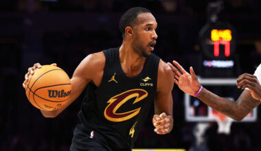 MINNEAPOLIS, MINNESOTA - JANUARY 08: Evan Mobley #4 of the Cleveland Cavaliers handles the ball during the second half against the Minnesota Timberwolves at Target Center on January 08, 2026 in Minneapolis, Minnesota.