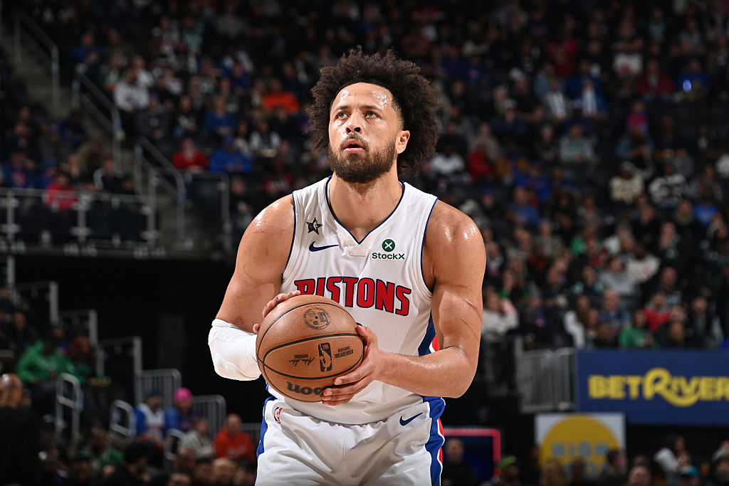 DETROIT, MI - JANUARY 19: Cade Cunningham #2 of the Detroit Pistons shoots a free throw during the game against the Boston Celtics on January 19, 2026 at Little Caesars Arena in Detroit, Michigan. NOTE TO USER: User expressly acknowledges and agrees that, by downloading and/or using this photograph, User is consenting to the terms and conditions of the Getty Images License Agreement. Mandatory Copyright Notice: Copyright 2026 NBAE (Photo by Chris Schwegler/NBAE via Getty Images)