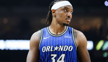 BERLIN, GERMANY - JANUARY 15: Wendell Carter Jr. #34 of the Orlando Magic looks on during the fourth quarter of the NBA Match between Memphis Grizzlies and Orlando Magic at Uber Arena on January 15, 2026 in Berlin, Germany. NOTE TO USER: User expressly acknowledges and agrees that, by downloading and or using this photograph, user is consenting to the terms and conditions of the Getty Images License Agreement. (Photo by Maja Hitij/Getty Images)