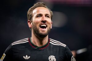 LEIPZIG, GERMANY - JANUARY 17: Harry Kane of FC Bayern Munich scores his team's second goal during the Bundesliga match between RB Leipzig and FC Bayern München at Red Bull Arena on January 17, 2026 in Leipzig, Germany. (Photo by F. Noever/FC Bayern via Getty Images)