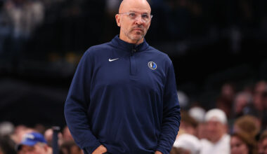 DALLAS, TEXAS - JANUARY 24: Head coach Jason Kidd of the Dallas Mavericks looks on during the third quarter of the game against the Los Angeles Lakers at American Airlines Center on January 24, 2026 in Dallas, Texas. NOTE TO USER: User expressly acknowledges and agrees that, by downloading and or using this photograph, user is consenting to the terms and conditions of the Getty Images License Agreement. (Photo by Sam Hodde/Getty Images)
