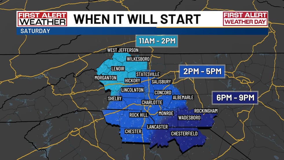 Wintry precipitation is likely to start during the late afternoon or early evening on Saturday...