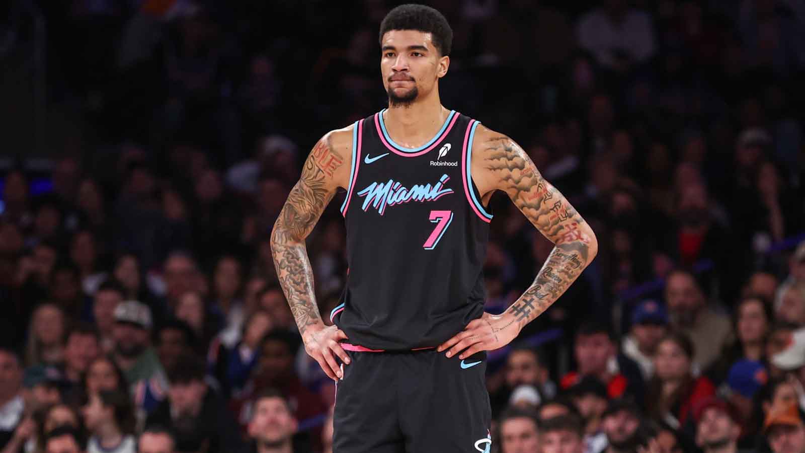 Miami Heat center Kel'El Ware (7) at Madison Square Garden.