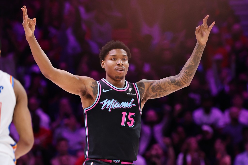 Miami Heat's Myron Gardner showing good form, good spirit